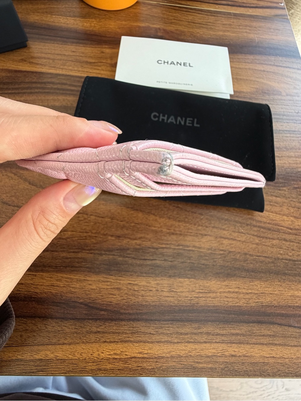 Authentic Chanel Pink Quilted Card Holder with Gold CC Logo - Picture 5 of 9